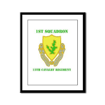 1S12CR - M01 - 02 - DUI - 1st Squadron - 12th Cavalry Regiment with Text - Framed Panel Print