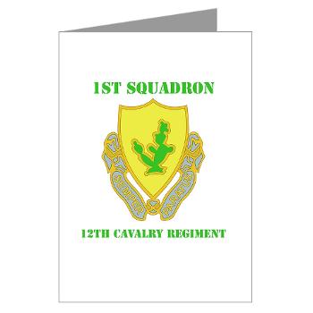 1S12CR - M01 - 02 - DUI - 1st Squadron - 12th Cavalry Regiment with Text - Greeting Cards (Pk of 10) - Click Image to Close