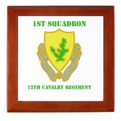 1S12CR - M01 - 03 - DUI - 1st Squadron - 12th Cavalry Regiment with Text - Keepsake Box