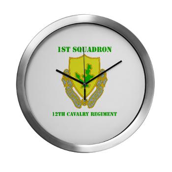 1S12CR - M01 - 03 - DUI - 1st Squadron - 12th Cavalry Regiment with Text - Modern Wall Clock