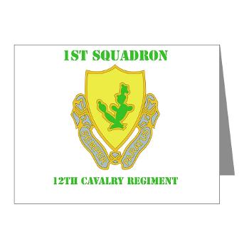 1S12CR - M01 - 02 - DUI - 1st Squadron - 12th Cavalry Regiment with Text - Note Cards (Pk of 20) - Click Image to Close