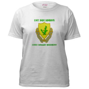 1S12CR - A01 - 04 - DUI - 1st Squadron - 12th Cavalry Regiment with Text - Women's T-Shirt