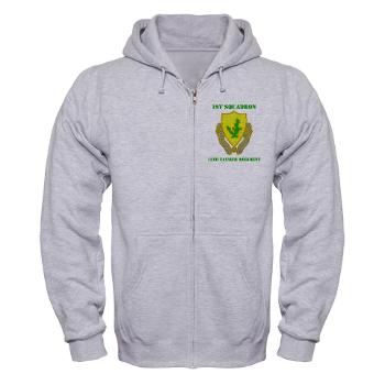 1S12CR - A01 - 03 - DUI - 1st Squadron - 12th Cavalry Regiment with Text - Zip Hoodie