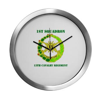 1S13CR - M01 - 03 - DUI - 1st Sqdrn - 13th Cav Regt with Text - Large Wall Clock - Click Image to Close