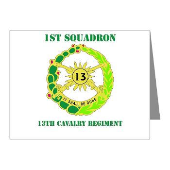 1S13CR - M01 - 02 - DUI - 1st Sqdrn - 13th Cav Regt with Text - Note Cards (Pk of 20)