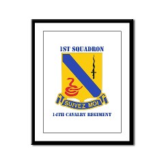 1S14CR - M01 - 02 - DUI - 1st Sqdrn - 14th Cavalry Regt with Text - Framed Panel Print - Click Image to Close