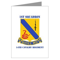 1S14CR - M01 - 02 - DUI - 1st Sqdrn - 14th Cavalry Regt with Text - Greeting Cards (Pk of 10)