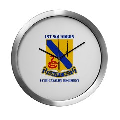 1S14CR - M01 - 03 - DUI - 1st Sqdrn - 14th Cavalry Regt with Text - Modern Wall Clock - Click Image to Close