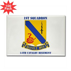 1S14CR - M01 - 01 - DUI - 1st Sqdrn - 14th Cavalry Regt with Text - Rectangle Magnet (100 pack) - Click Image to Close