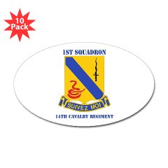 1S14CR - M01 - 01 - DUI - 1st Sqdrn - 14th Cavalry Regt with Text - Sticker (Oval 10 pk) - Click Image to Close