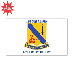1S14CR - M01 - 01 - DUI - 1st Sqdrn - 14th Cavalry Regt with Text - Sticker (Rectangle 10 pk) - Click Image to Close