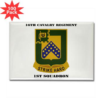 1S16CR - M01 - 01 - DUI - 1st Squadron - 16th Cavalry Regiment with Text - Rectangle Magnet (100 pack)