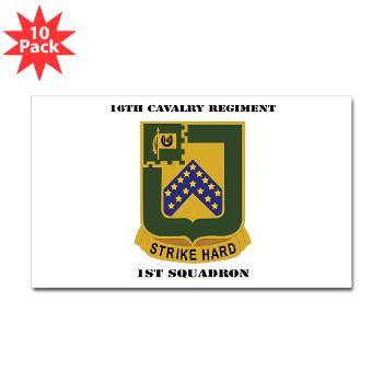 1S16CR - M01 - 01 - DUI - 1st Squadron - 16th Cavalry Regiment with Text - Sticker (Rectangle 10 pk)