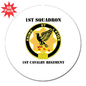 1S1CR - M01 - 01 - DUI - 1st Squadron - 1st Cavalry Regiment with Text - 3" Lapel Sticker (48 pk) - Click Image to Close
