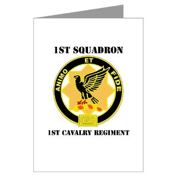 1S1CR - M01 - 02 - DUI - 1st Squadron - 1st Cavalry Regiment with Text - Greeting Cards (Pk of 10)