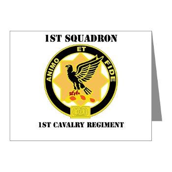 1S1CR - M01 - 02 - DUI - 1st Squadron - 1st Cavalry Regiment with Text - Note Cards (Pk of 20) - Click Image to Close