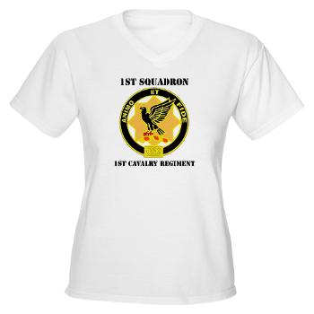 1S1CR - A01 - 04 - DUI - 1st Squadron - 1st Cavalry Regiment with Text - Women's V-Neck T-Shirt