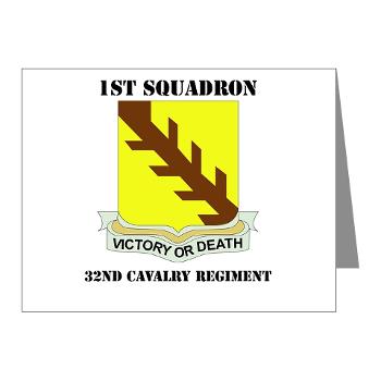 1S32CR - M01 - 02 - DUI - 1st Sqdrn - 32nd Cavalry Regiment with Text Note Cards (Pk of 20)