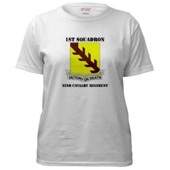 1S32CR - A01 - 04 - DUI - 1st Sqdrn - 32nd Cavalry Regiment with Text Women's T-Shirt