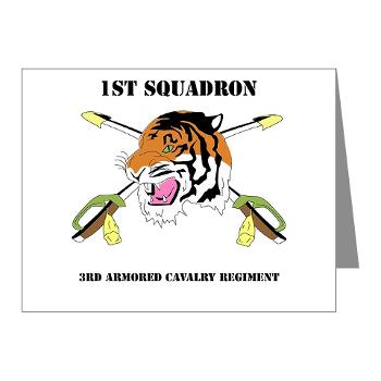 1S3ACR - M01 - 02 - DUI - 1st Sqdrn - 3rd ACR with text - Note Cards (Pk of 20) - Click Image to Close