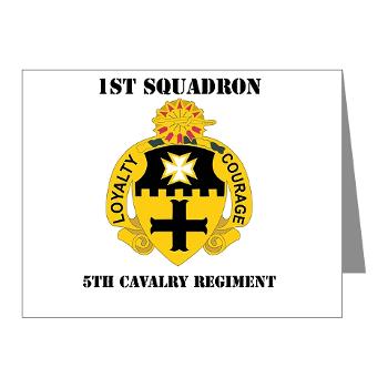 1S5CR - M01 - 02 - DUI - 1st Squadron - 5th Cavalry Regiment with Text - Note Cards (Pk of 20)