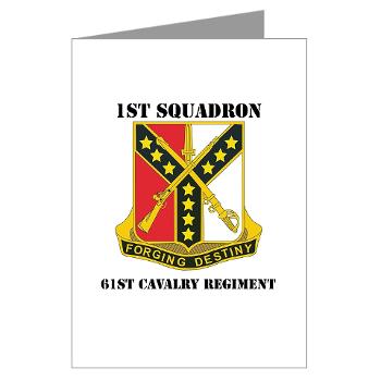 1S61R - M01 - 02 - DUI - 1st Sqdrn - 61st Cavalry Regt with Text - Greeting Cards (Pk of 10)