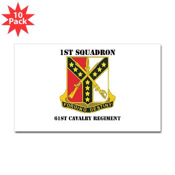 1S61R - M01 - 01 - DUI - 1st Sqdrn - 61st Cavalry Regt with Text - Sticker (Rectangle 10 pk) - Click Image to Close