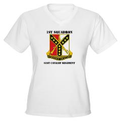 1S61R - A01 - 04 - DUI - 1st Sqdrn - 61st Cavalry Regt with Text - Women's V-Neck T-Shirt