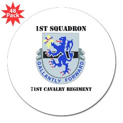 1S71CR - M01 - 01 - DUI - 1st Squadron - 71st Cavalry Regiment with Text 3" Lapel Sticker (48 pk)