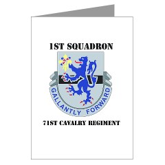 1S71CR - M01 - 02 - DUI - 1st Squadron - 71st Cavalry Regiment with Text Greeting Cards (Pk of 10)