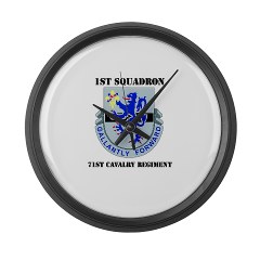 1S71CR - M01 - 03 - DUI - 1st Squadron - 71st Cavalry Regiment with Text Large Wall Clock