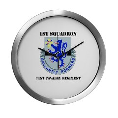 1S71CR - M01 - 03 - DUI - 1st Squadron - 71st Cavalry Regiment with Text Modern Wall Clock