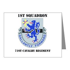 1S71CR - M01 - 02 - DUI - 1st Squadron - 71st Cavalry Regiment with Text Note Cards (Pk of 20)