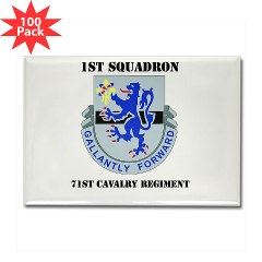 1S71CR - M01 - 01 - DUI - 1st Squadron - 71st Cavalry Regiment with Text Rectangle Magnet (100 pack)