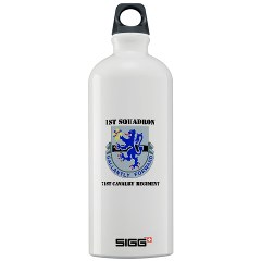 1S71CR - M01 - 03 - DUI - 1st Squadron - 71st Cavalry Regiment with Text Sigg Water Bottle 1.0L
