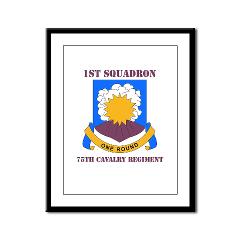 1S75CR - M01 - 02 - DUI - 1st Squadron - 75th Cavalry Regiment with Text Framed Panel Print