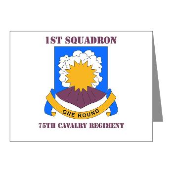 1S75CR - M01 - 02 - DUI - 1st Squadron - 75th Cavalry Regiment with Text Note Cards (Pk of 20)