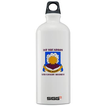 1S75CR - M01 - 03 - DUI - 1st Squadron - 75th Cavalry Regiment with Text Sigg Water Bottle 1.0L