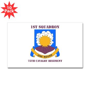 1S75CR - M01 - 01 - DUI - 1st Squadron - 75th Cavalry Regiment with Text Sticker (Rectangle 10 pk)
