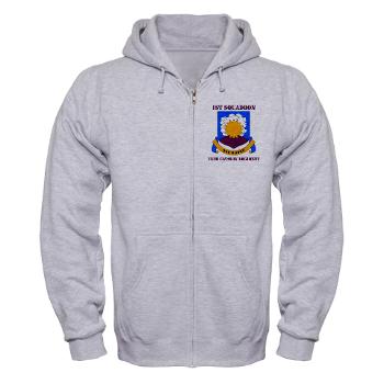 1S75CR - A01 - 03 - DUI - 1st Squadron - 75th Cavalry Regiment with Text Zip Hoodie