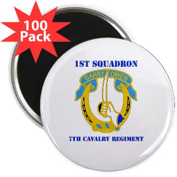 1S7CR - M01 - 01 - DUI - 1st Squadron - 7th Cavalry Regiment with Text - 2.25" Magnet (100 pack) - Click Image to Close