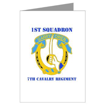 1S7CR - M01 - 02 - DUI - 1st Squadron - 7th Cavalry Regiment with Text - Greeting Cards (Pk of 10) - Click Image to Close
