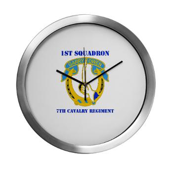 1S7CR - M01 - 03 - DUI - 1st Squadron - 7th Cavalry Regiment with Text - Modern Wall Clock