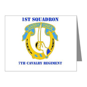 1S7CR - M01 - 02 - DUI - 1st Squadron - 7th Cavalry Regiment with Text - Note Cards (Pk of 20) - Click Image to Close