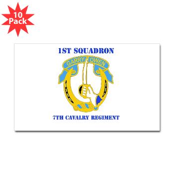 1S7CR - M01 - 01 - DUI - 1st Squadron - 7th Cavalry Regiment with Text - Sticker (Rectangle 10 pk) - Click Image to Close