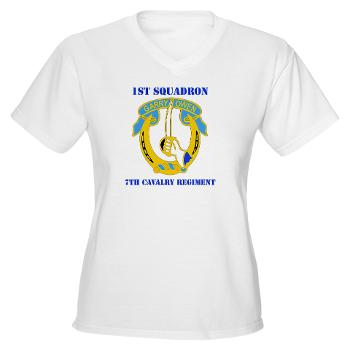 1S7CR - A01 - 04 - DUI - 1st Squadron - 7th Cavalry Regiment with Text - Women's V-Neck T-Shirt - Click Image to Close