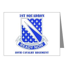 1S89CR - M01 - 02 - DUI - 1st Sqdrn - 89th Cavalry Regt with Text Note Cards (Pk of 20)