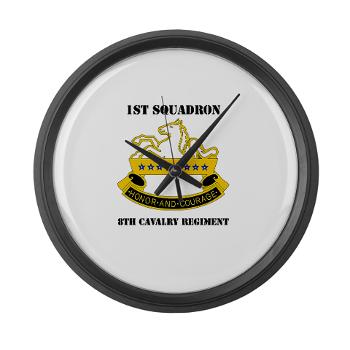 1S8CR - M01 - 03 - DUI - 1st Squadron - 8th Cavalry Regiment with Text - Large Wall Clock