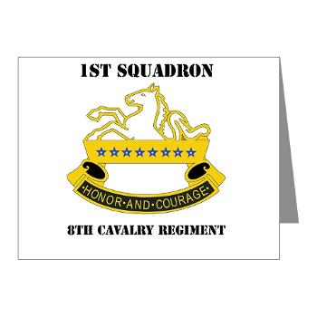 1S8CR - M01 - 02 - DUI - 1st Squadron - 8th Cavalry Regiment with Text - Note Cards (Pk of 20) - Click Image to Close