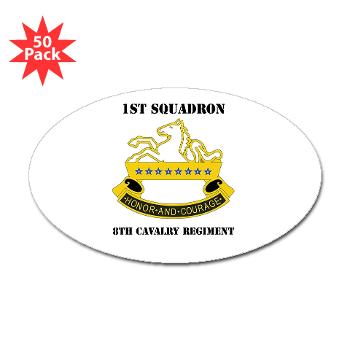 1S8CR - M01 - 01 - DUI - 1st Squadron - 8th Cavalry Regiment with Text - Sticker (Oval 50 pk)